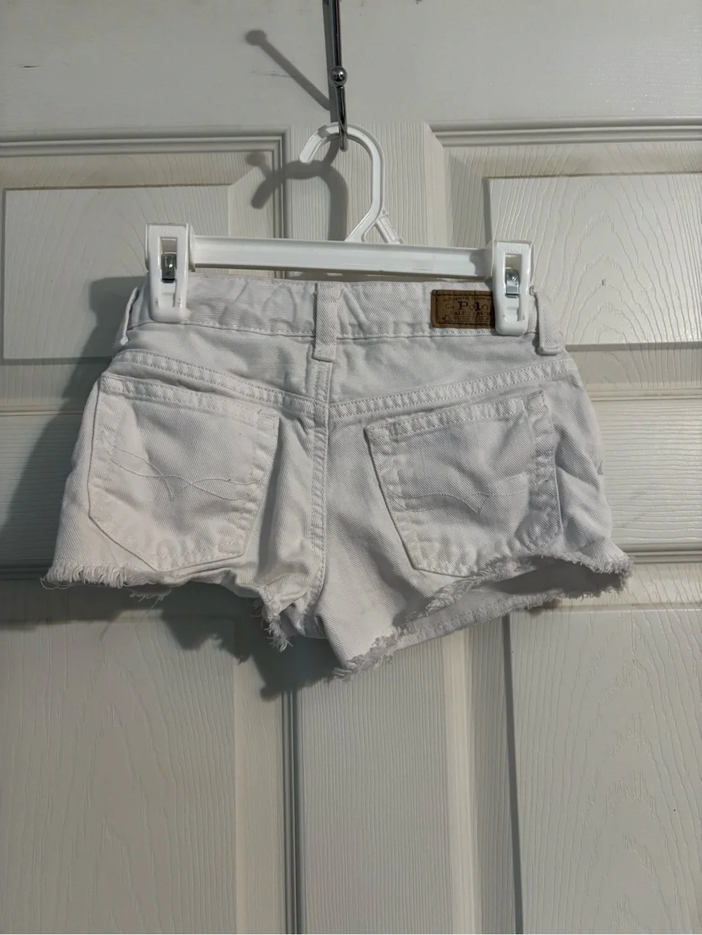 Ralph Lauren White Denim Frayed Hem Jean Shorts